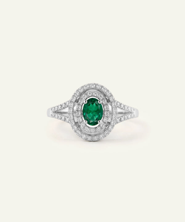 Aanika V. Emerald & Lab-grown Diamond Double Halo Ring - 0.6 Ct. T.W.