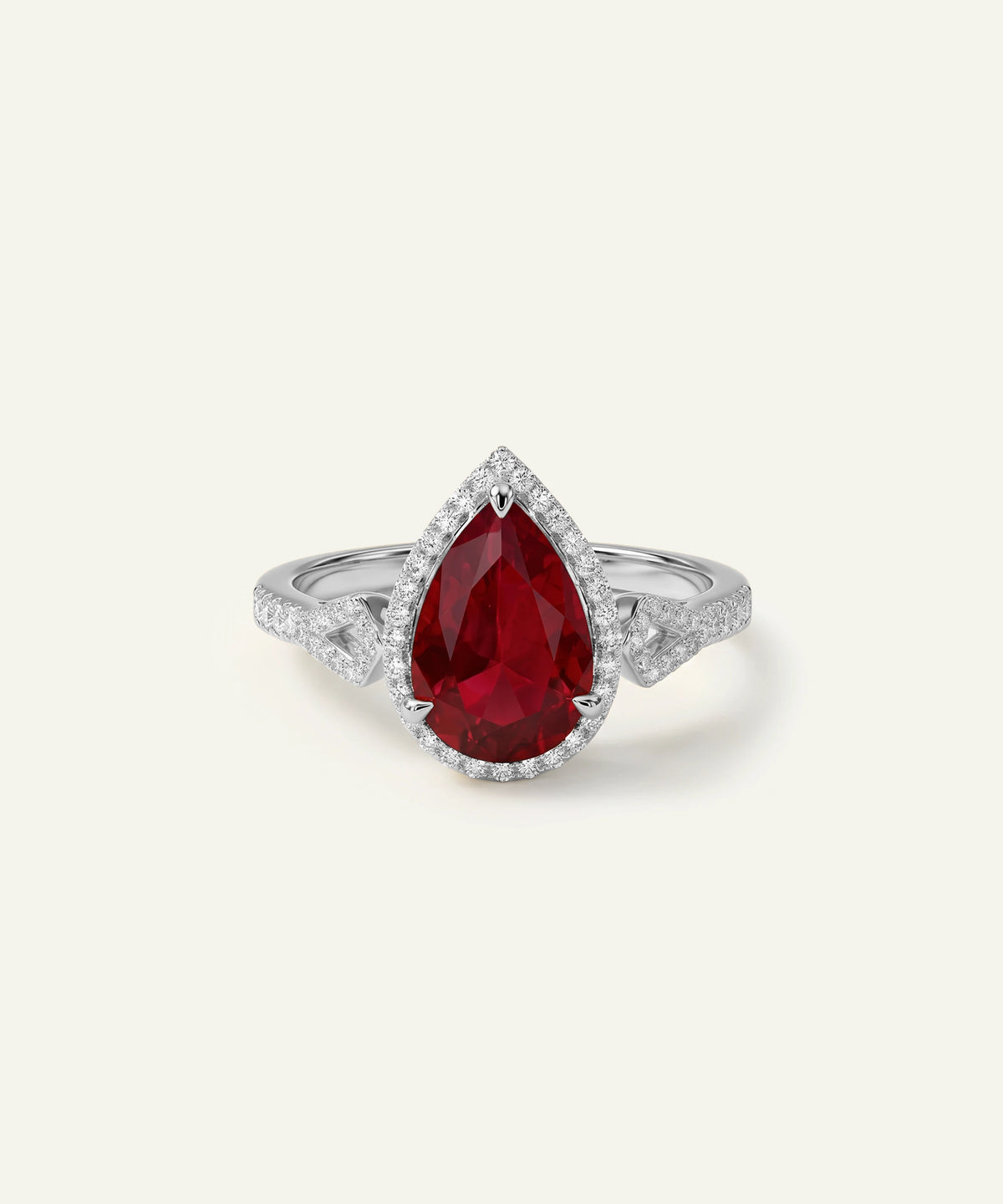 Aanika V® ruby & lab-grown diamond pear halo ring - alternate product view