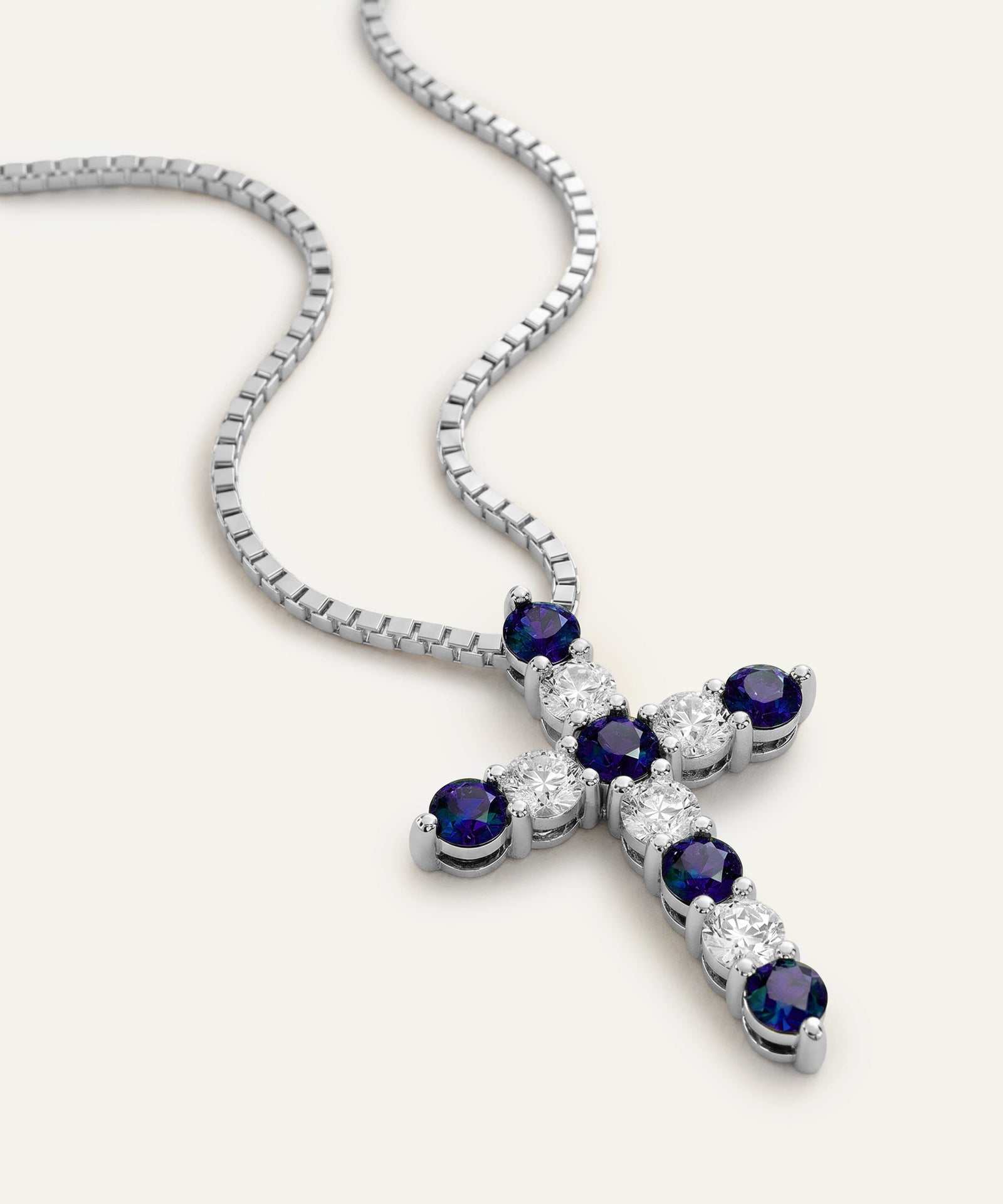 Aanika V. Sapphire & Diamond Round Cross Pendant