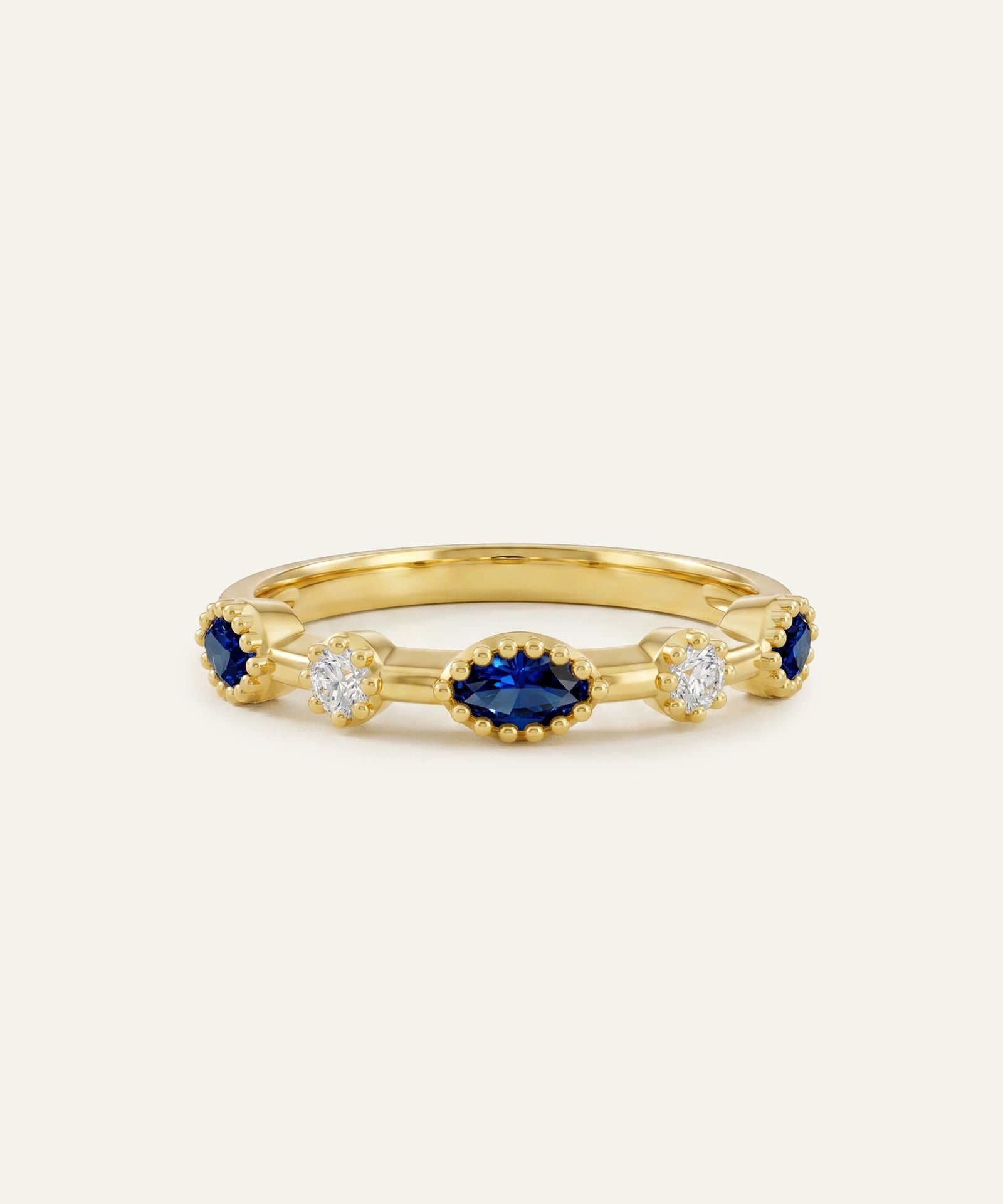 Aanika V. Sapphire & Diamond Marquise Band