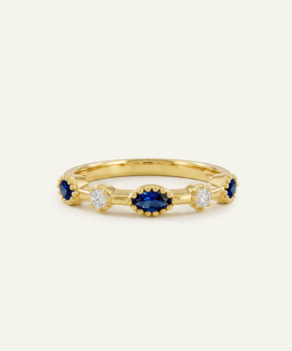 Aanika V. Sapphire & Diamond Marquise Band