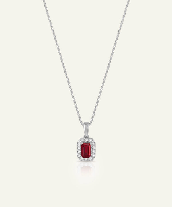 Aanika V. Ruby & Lab-grown Diamond Halo Pendant - 0.16 Ct. T.W.