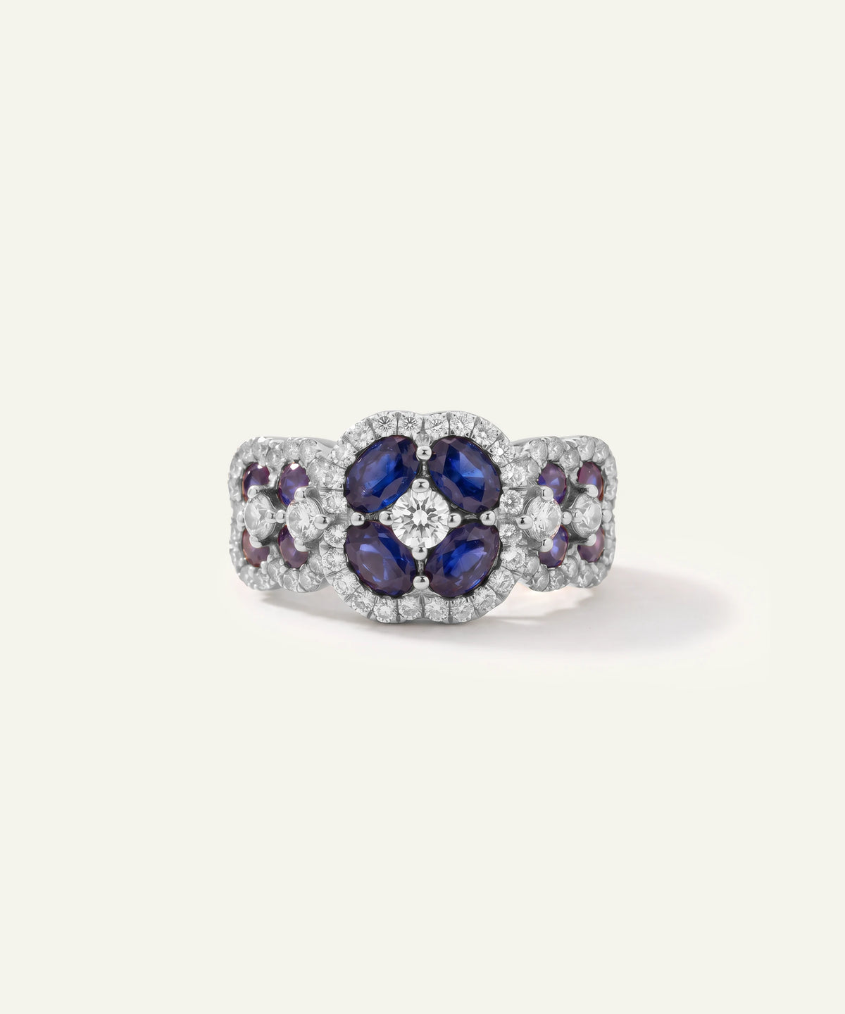 Aanika V® sapphire & diamond cluster ring - alternate product view