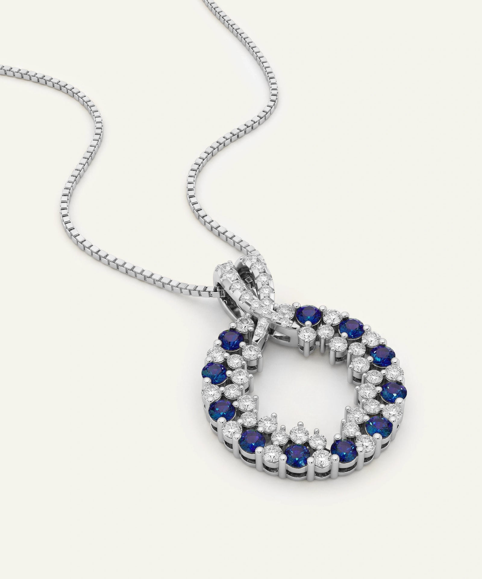 Aanika V. Sapphire & Diamond Round Circle Pendant
