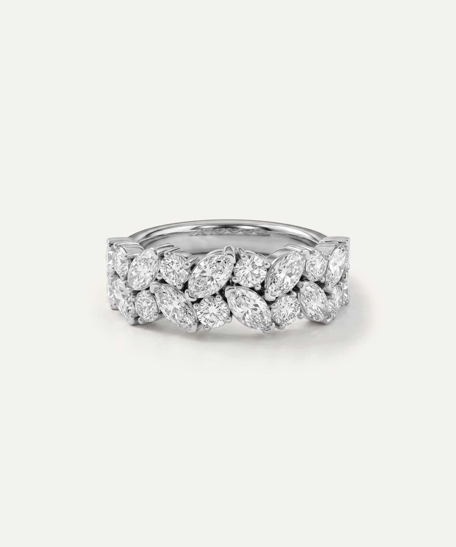 Ovani® Lab-grown Diamond 2-Row Marquise Band