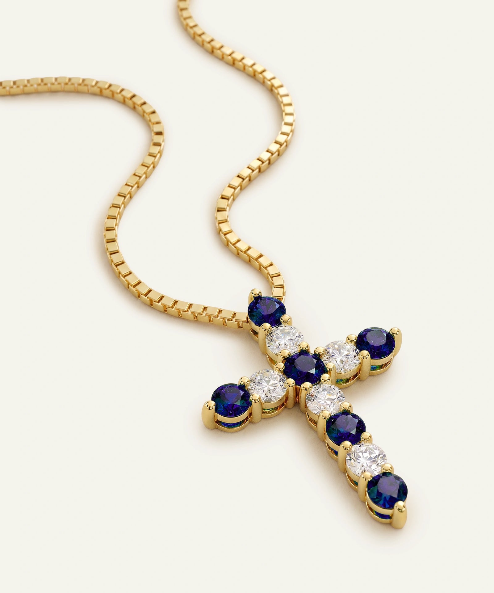Aanika V. Sapphire & Diamond Round Cross Pendant