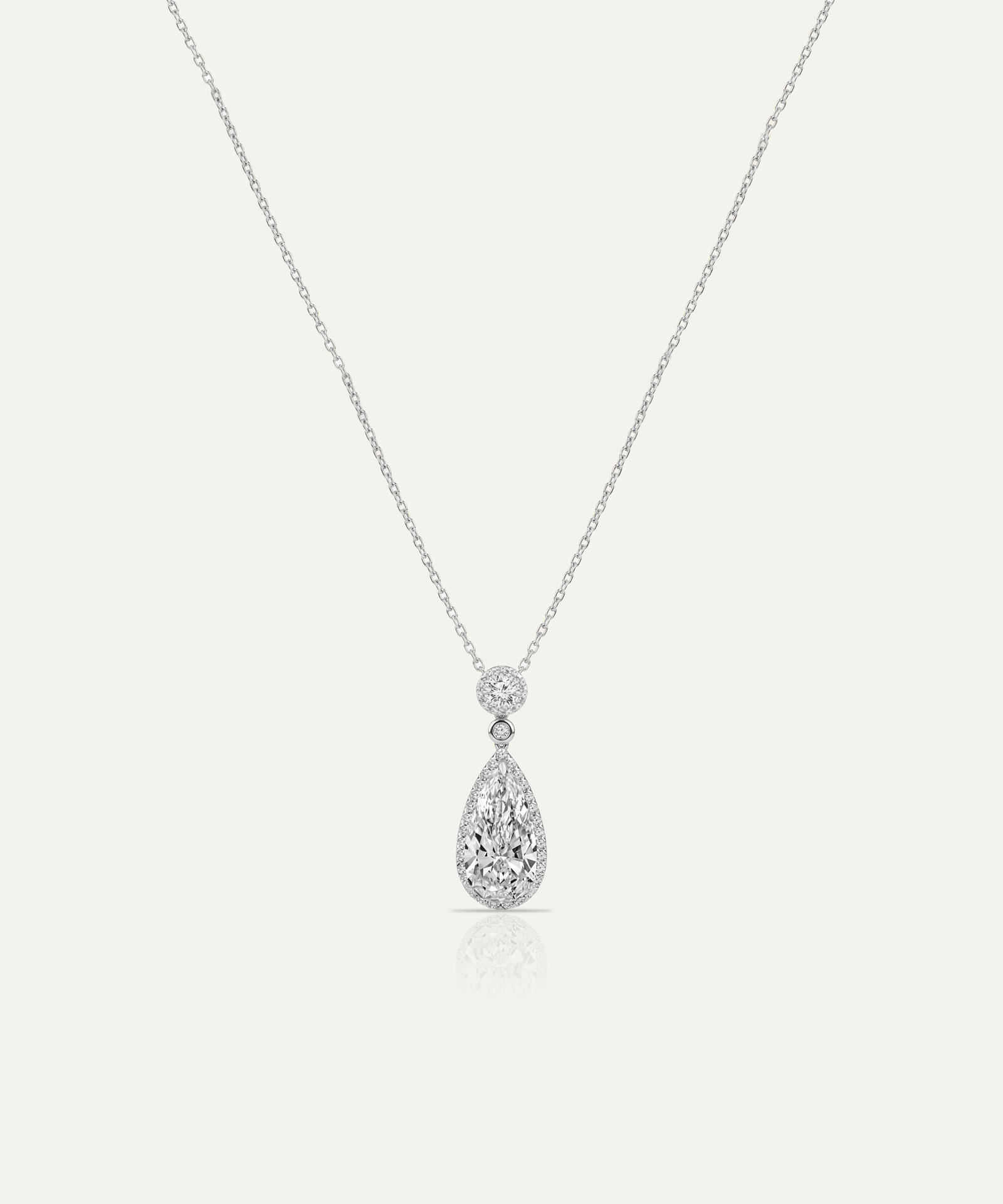 Ovani® Lab-grown Diamond Elongated Pear Halo Pendant