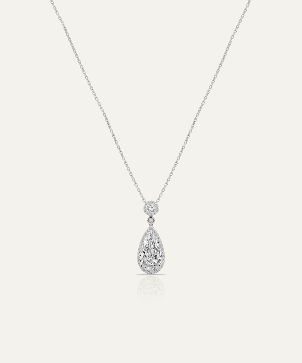 Ovani® Lab-grown Diamond Elongated Pear Halo Pendant