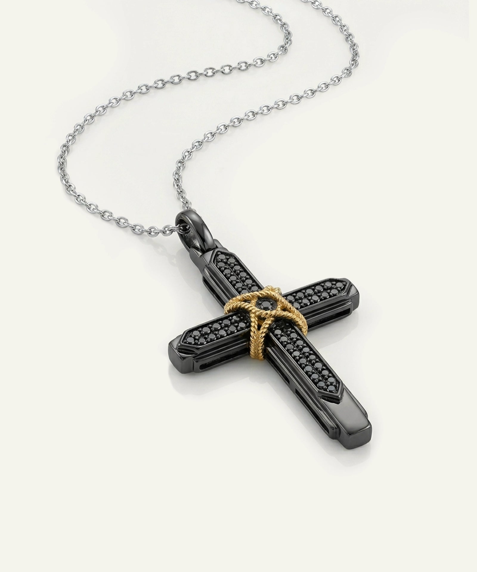 Link N Lock® Black Treated Diamond Cross Pendant