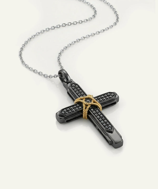Link N Lock® Black Treated Diamond Cross Pendant