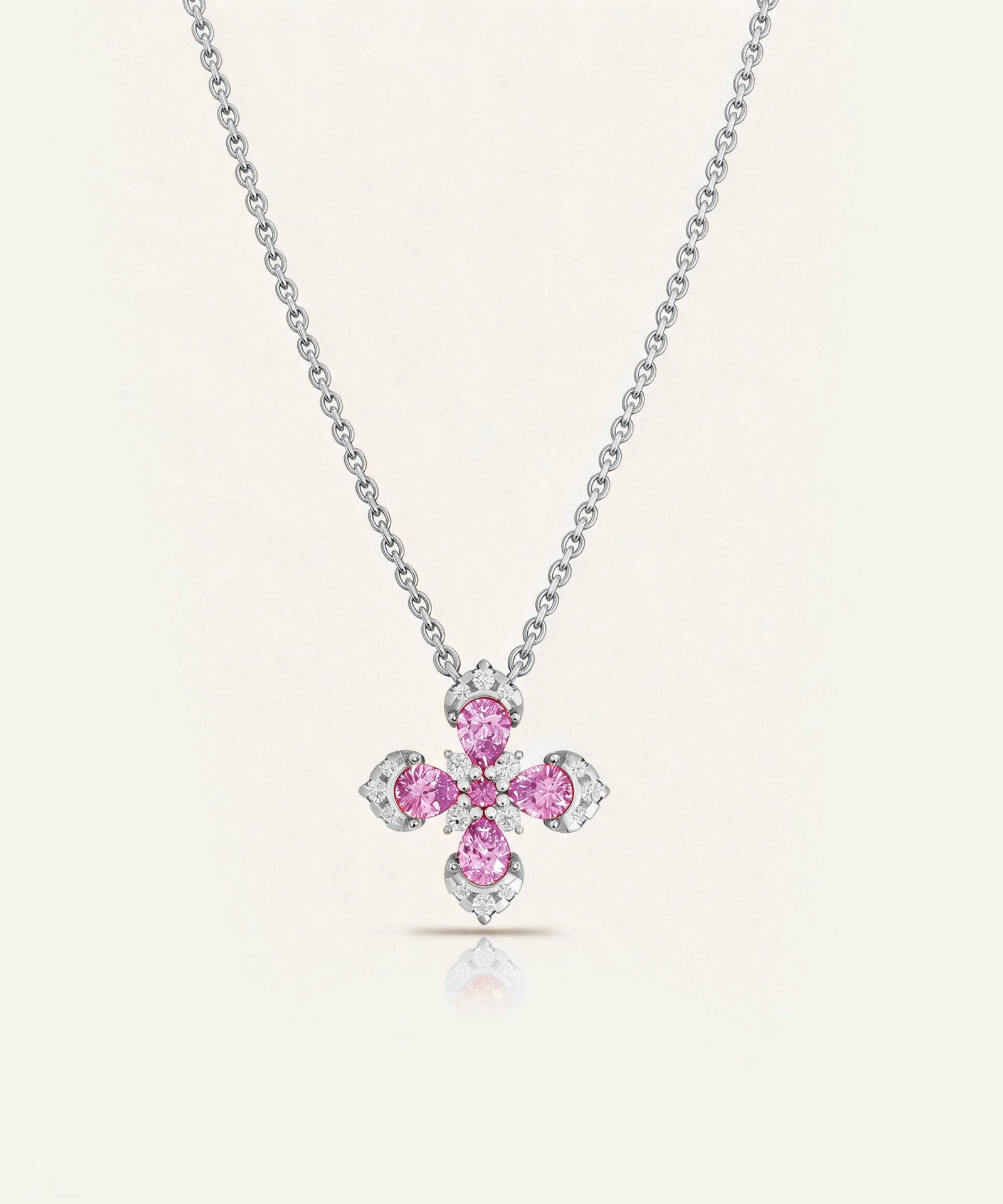Aanika V. Pink Sapphire & Diamond Flower Necklace