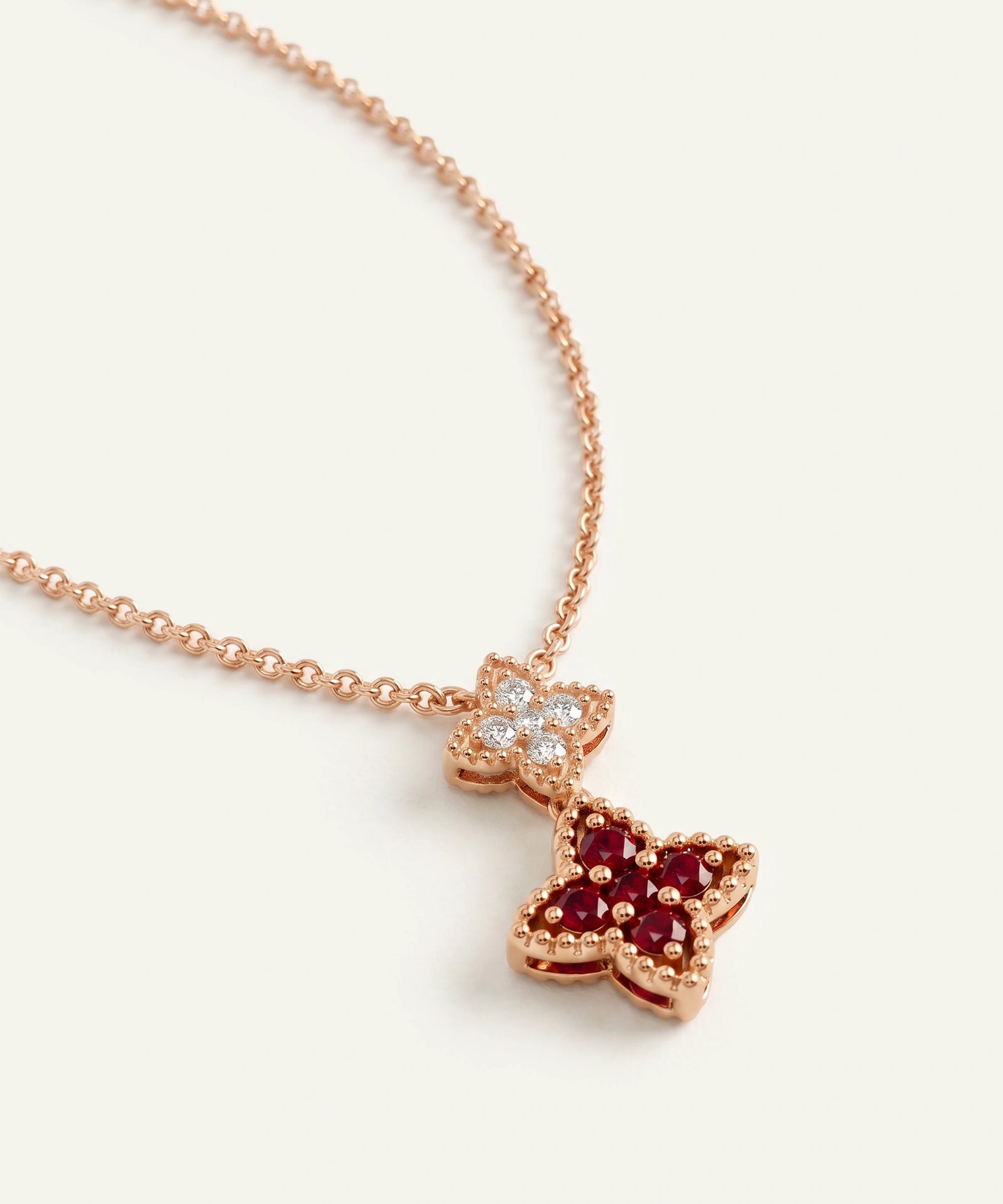 Aanika V. Ruby & Diamond Flower Necklace