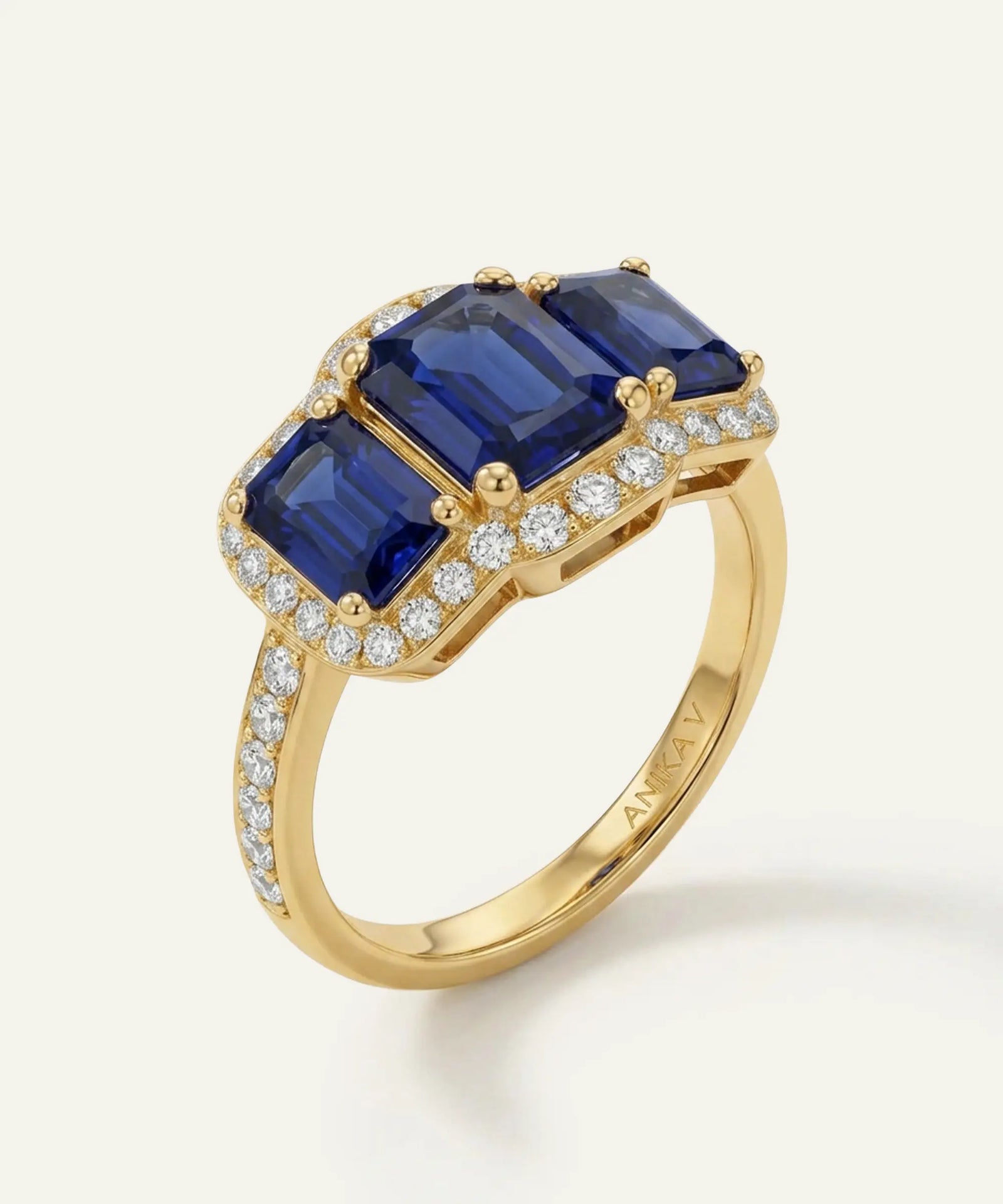 Aanika V. Sapphire & Diamond Halo Ring - 3.75 Ct. T.W.