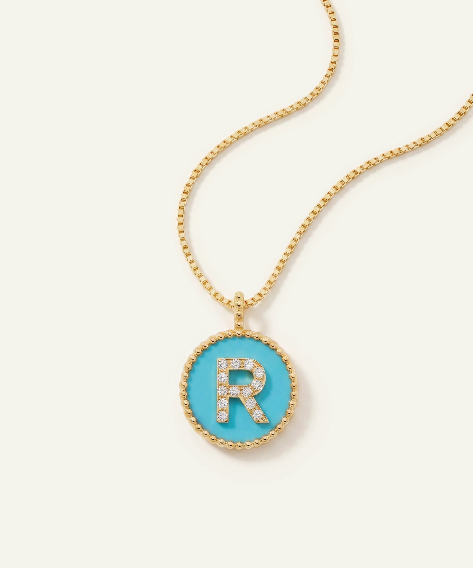 Bella by Ovani® Diamond & Blue Turquoise Letter R Initial Pendant