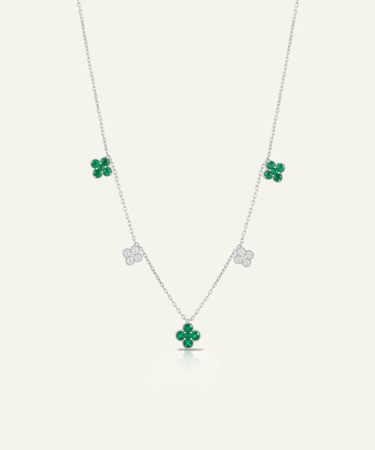 Aanika V. Emerald & Diamond Floral Station Necklace - 1.04 Ct. T.W.