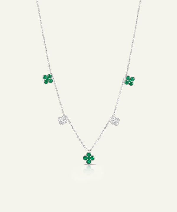 Aanika V. Emerald & Diamond Floral Station Necklace - 1.04 Ct. T.W.