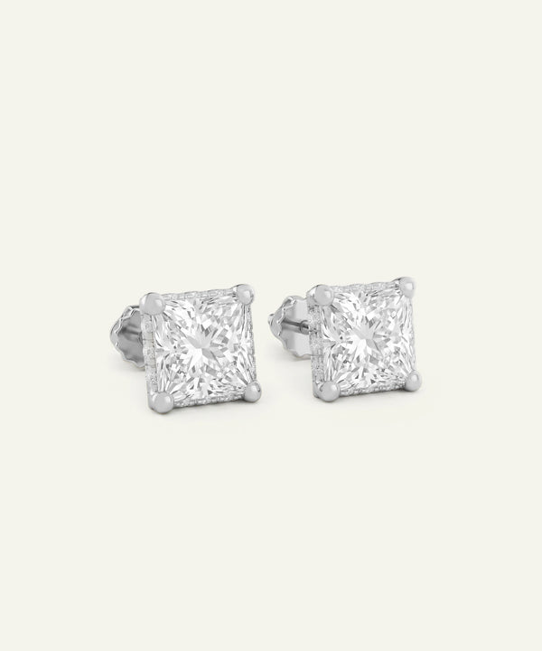 Ovani® Lab-grown Diamond Princess Hidden Halo Studs