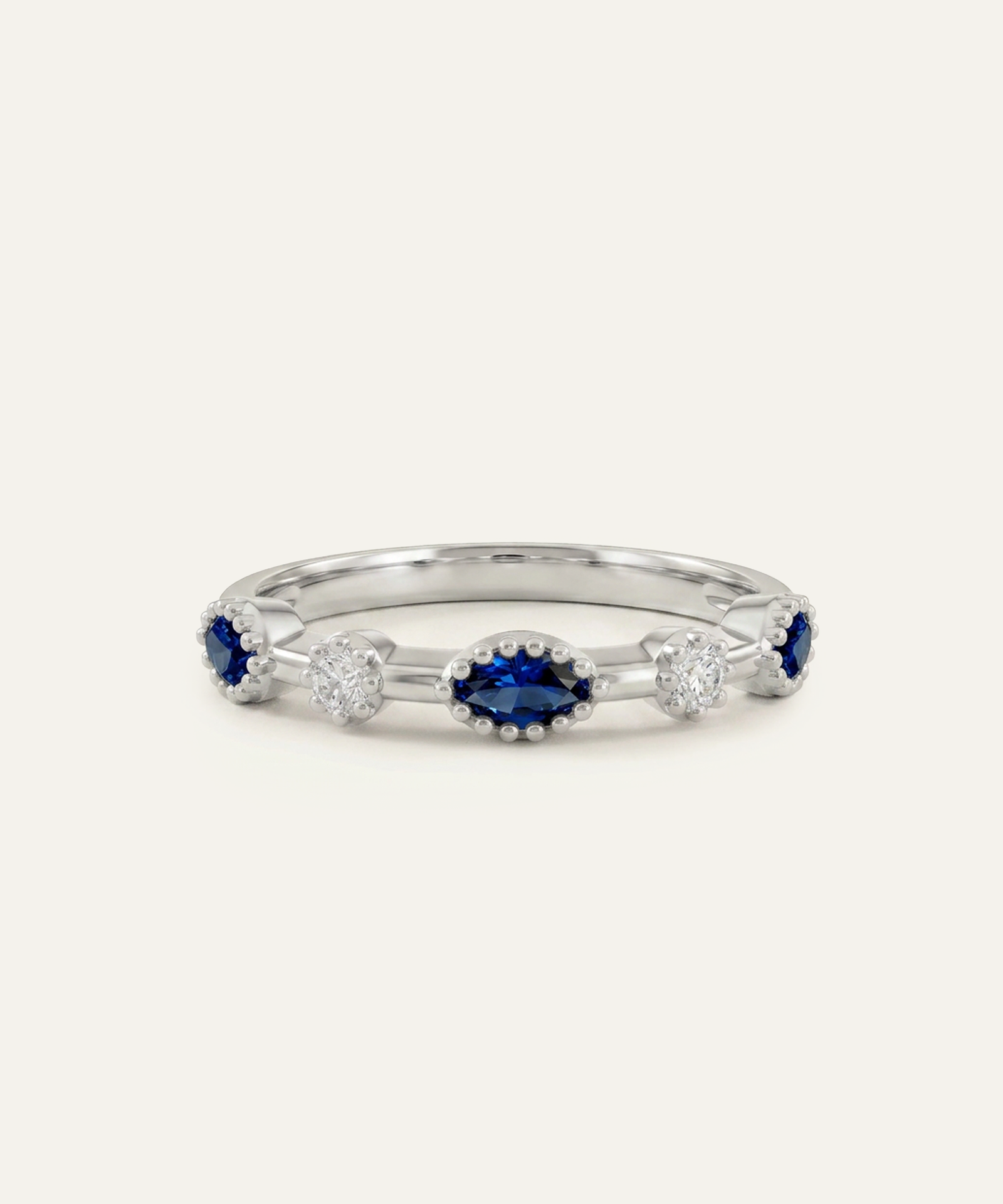 Aanika V. Sapphire & Diamond Marquise Band