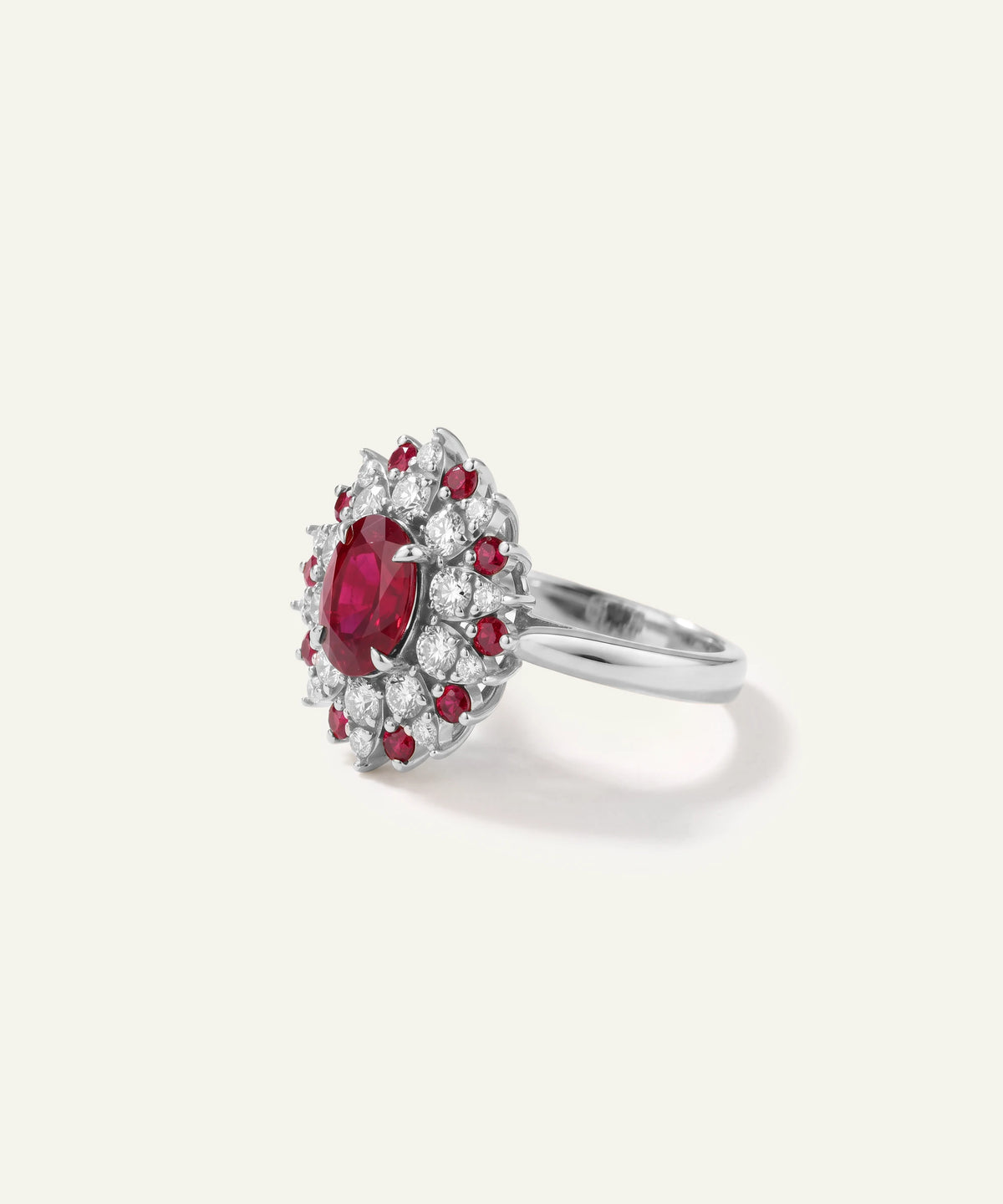 Aanika V® ruby & diamond oval halo cluster ring - alternate product view