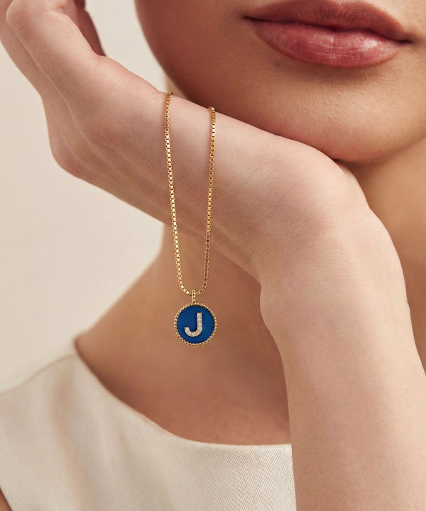 Bella by Ovani® Diamond & Blue Turquoise Letter J Initial Pendant