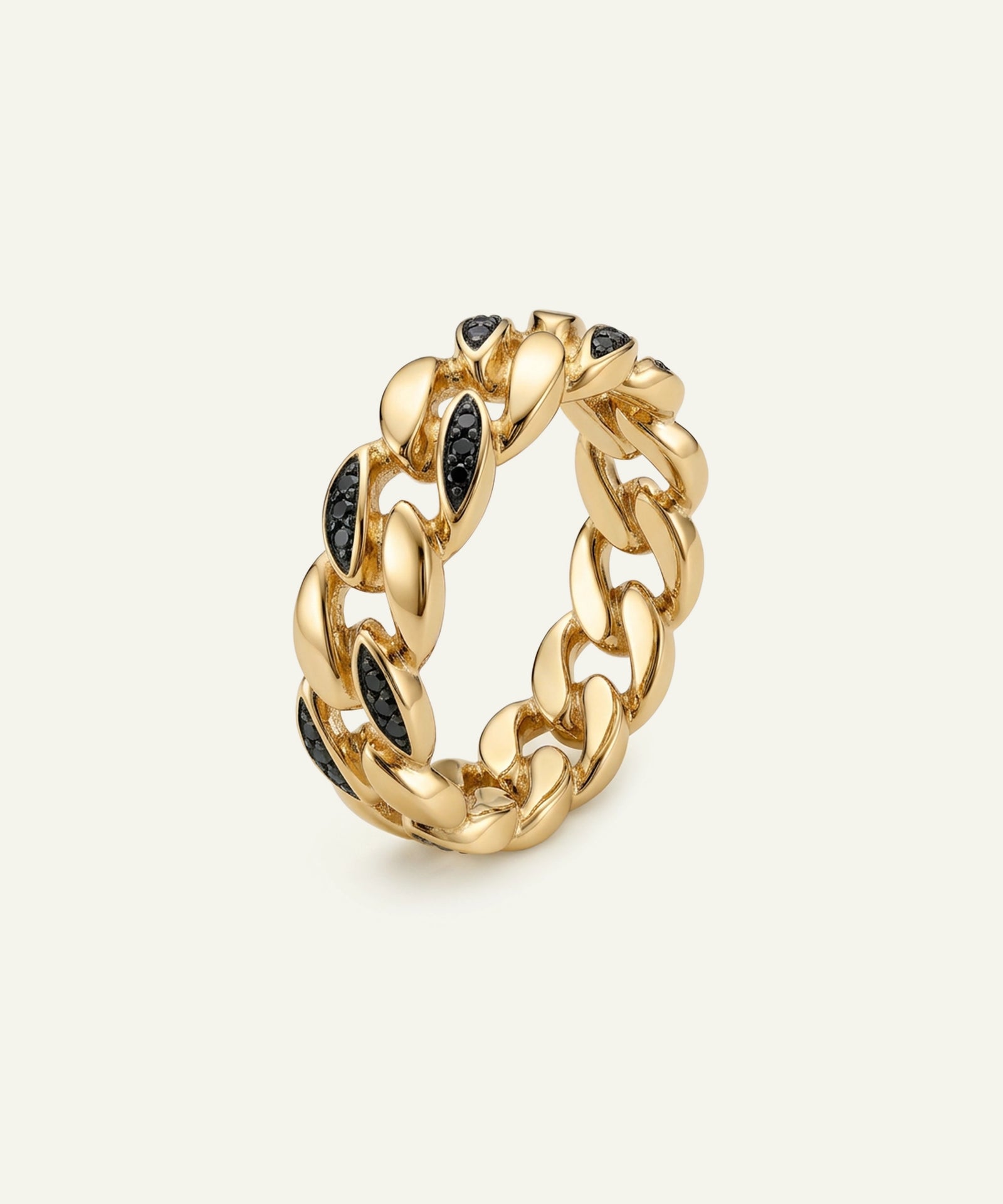 Link N Lock® Black Treated Diamond Cuban Men's Ring - 0.2 Ct. T.W.