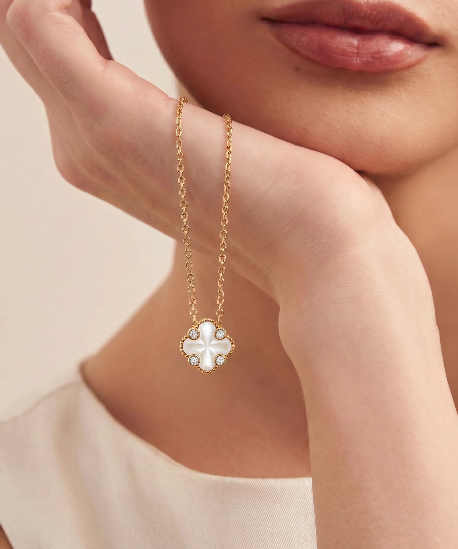 Bella by Ovani® Diamond White Mop Flower Necklace