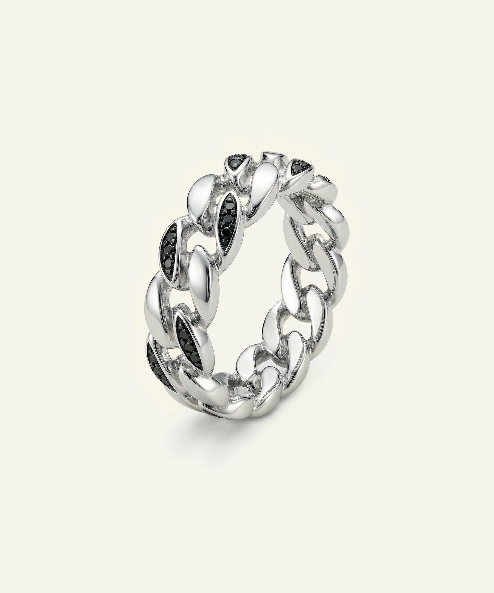 Link N Lock® Black Treated Diamond Cuban Men's Ring - 0.2 Ct. T.W.