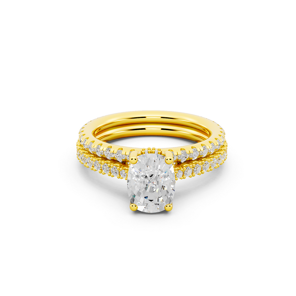 Ovani® Lab-grown Diamond Elongated Cushion Hidden Halo Bridal Set