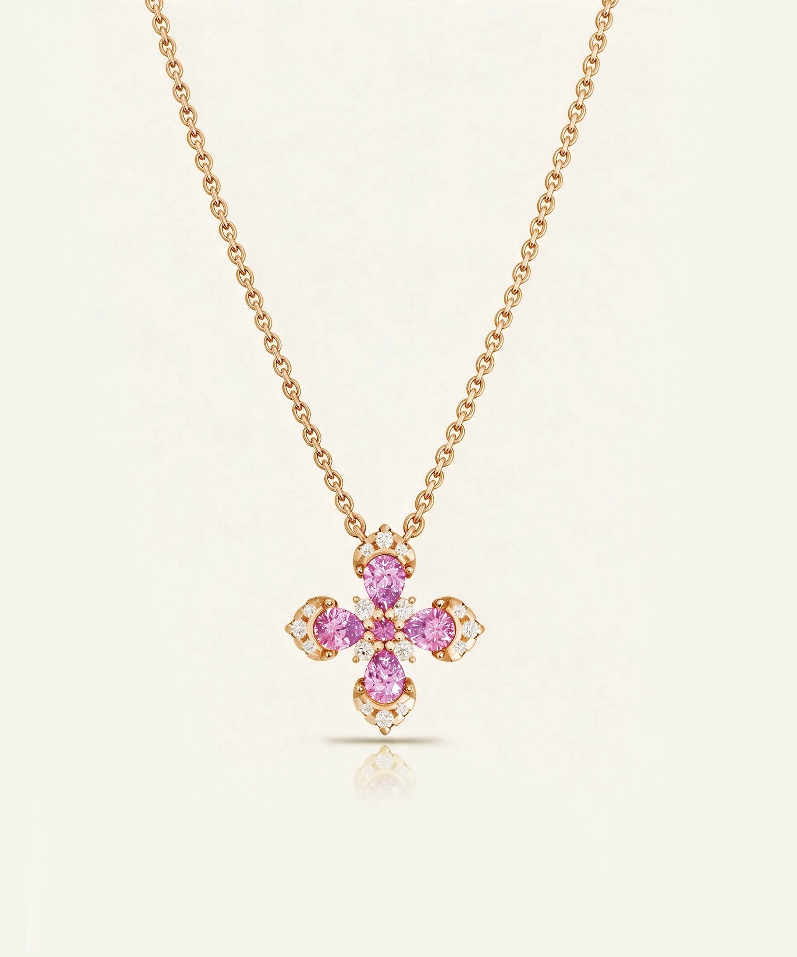 Aanika V. Pink Sapphire & Diamond Flower Necklace