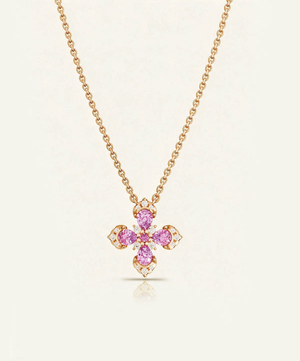 Aanika V. Pink Sapphire & Diamond Flower Necklace