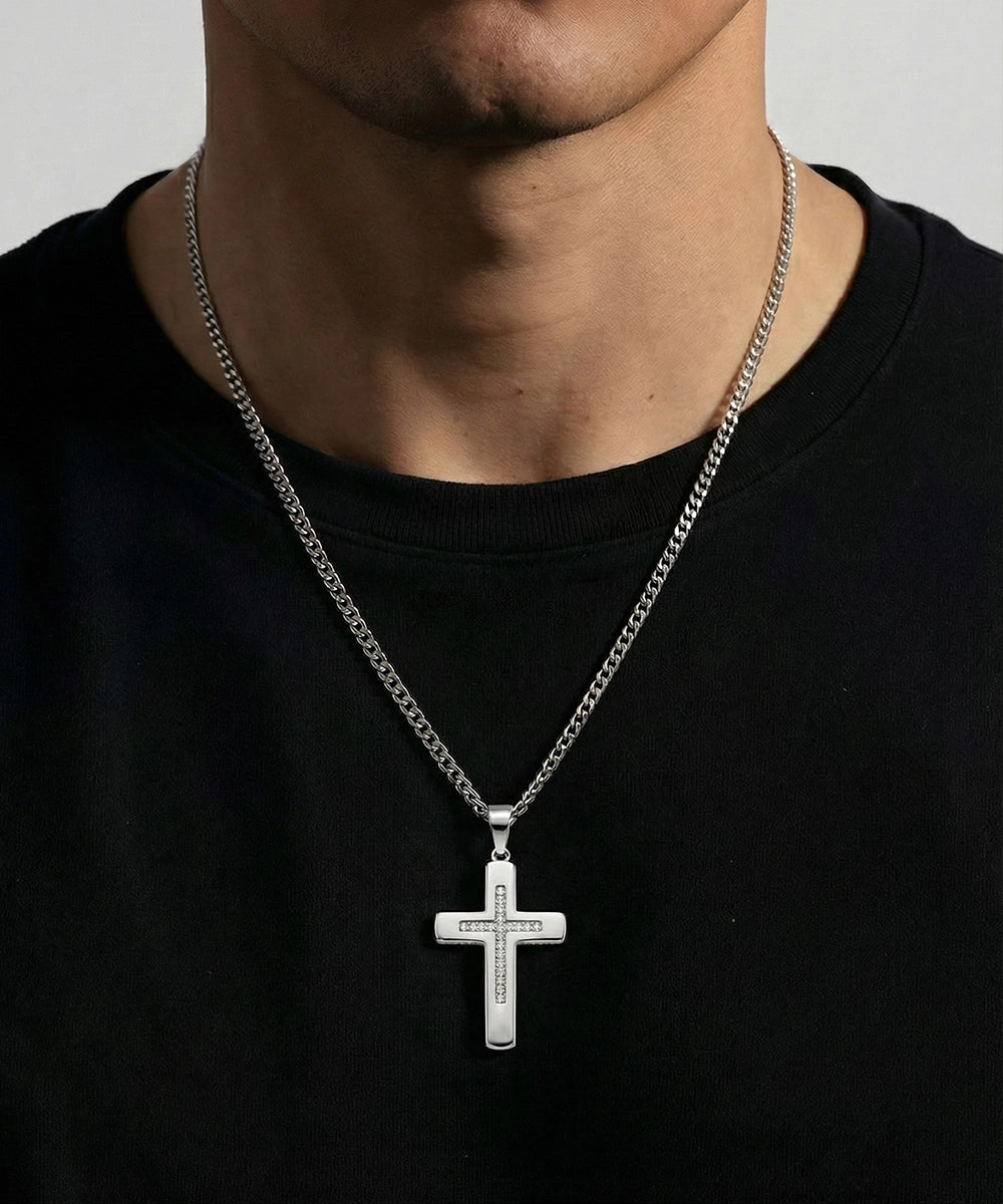 Link N Lock® men's white CZ cross pendant from Valliani Jewelers