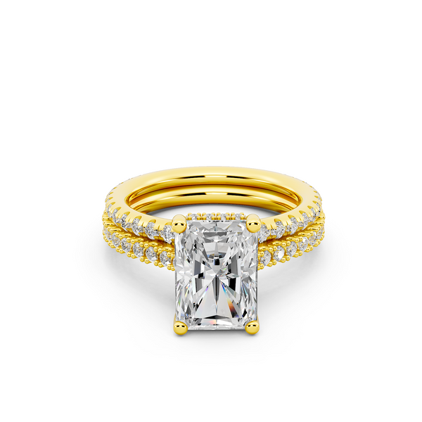 Ovani® Lab-grown Diamond Radiant Hidden Halo Bridal Set