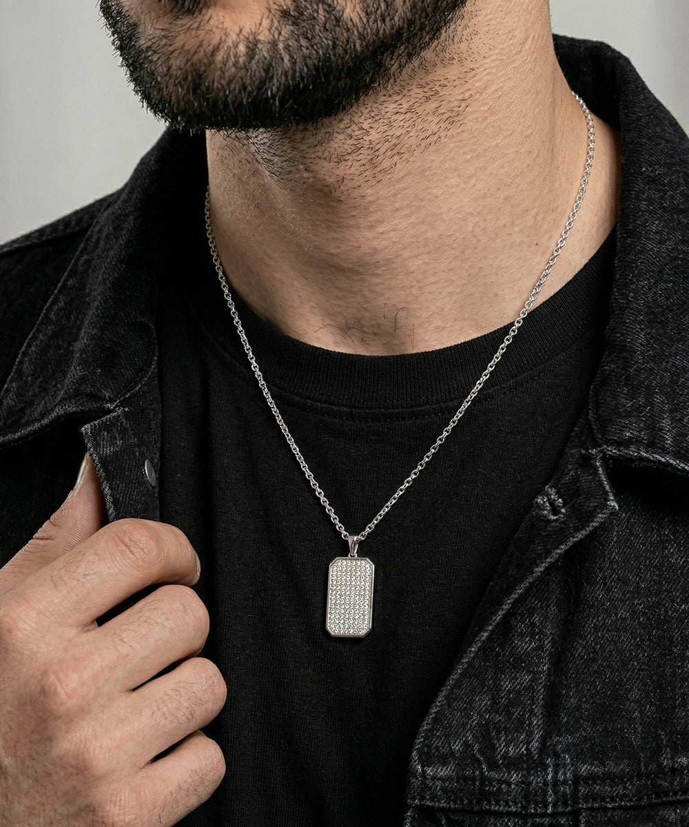 Link N Lock® Lab-grown Diamond Dog Tag Pendant