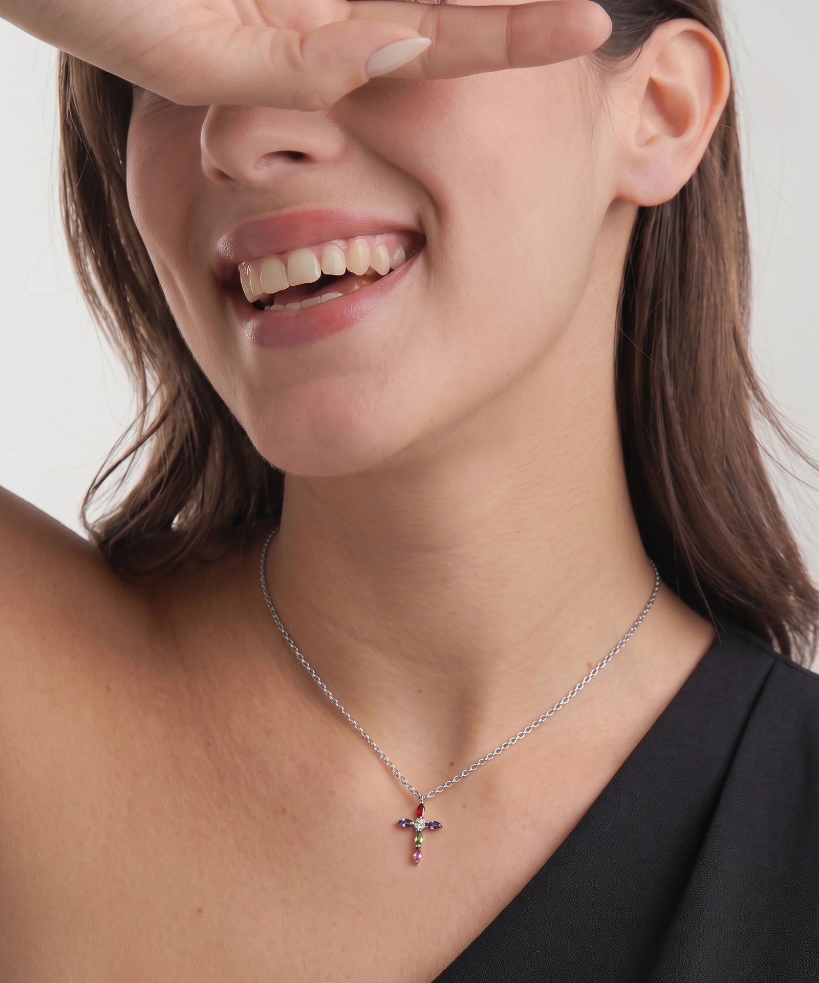 Love Spell® Lab-grown Diamond & Multicolor Stones Cross Necklace