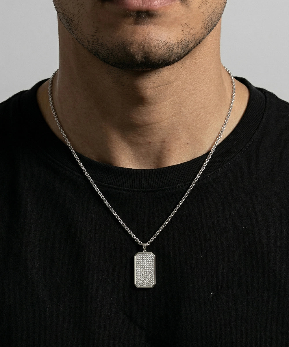 Link N Lock® Lab-grown Diamond Dog Tag Pendant