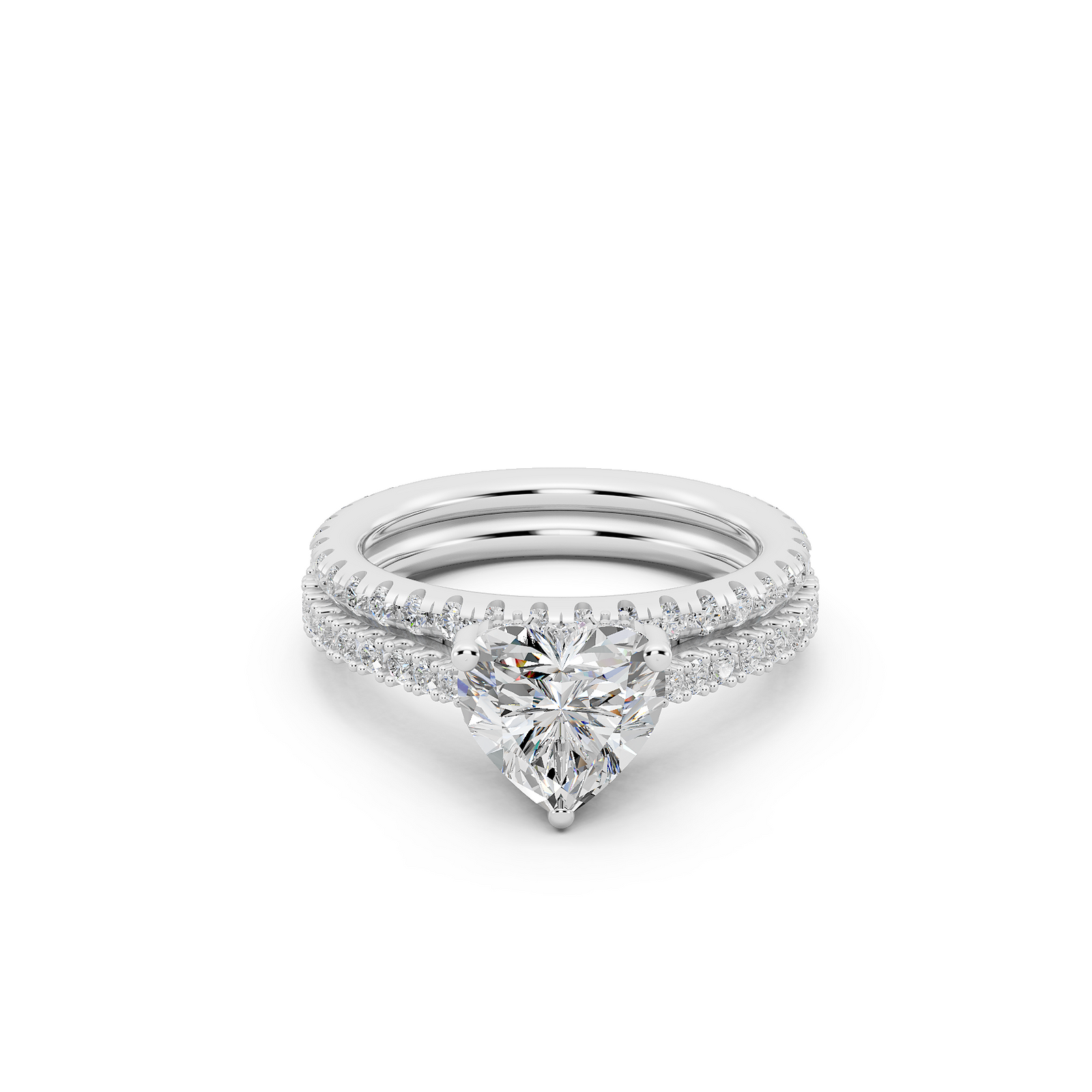 Ovani® Lab-grown Diamond Heart Hidden Halo Bridal Set