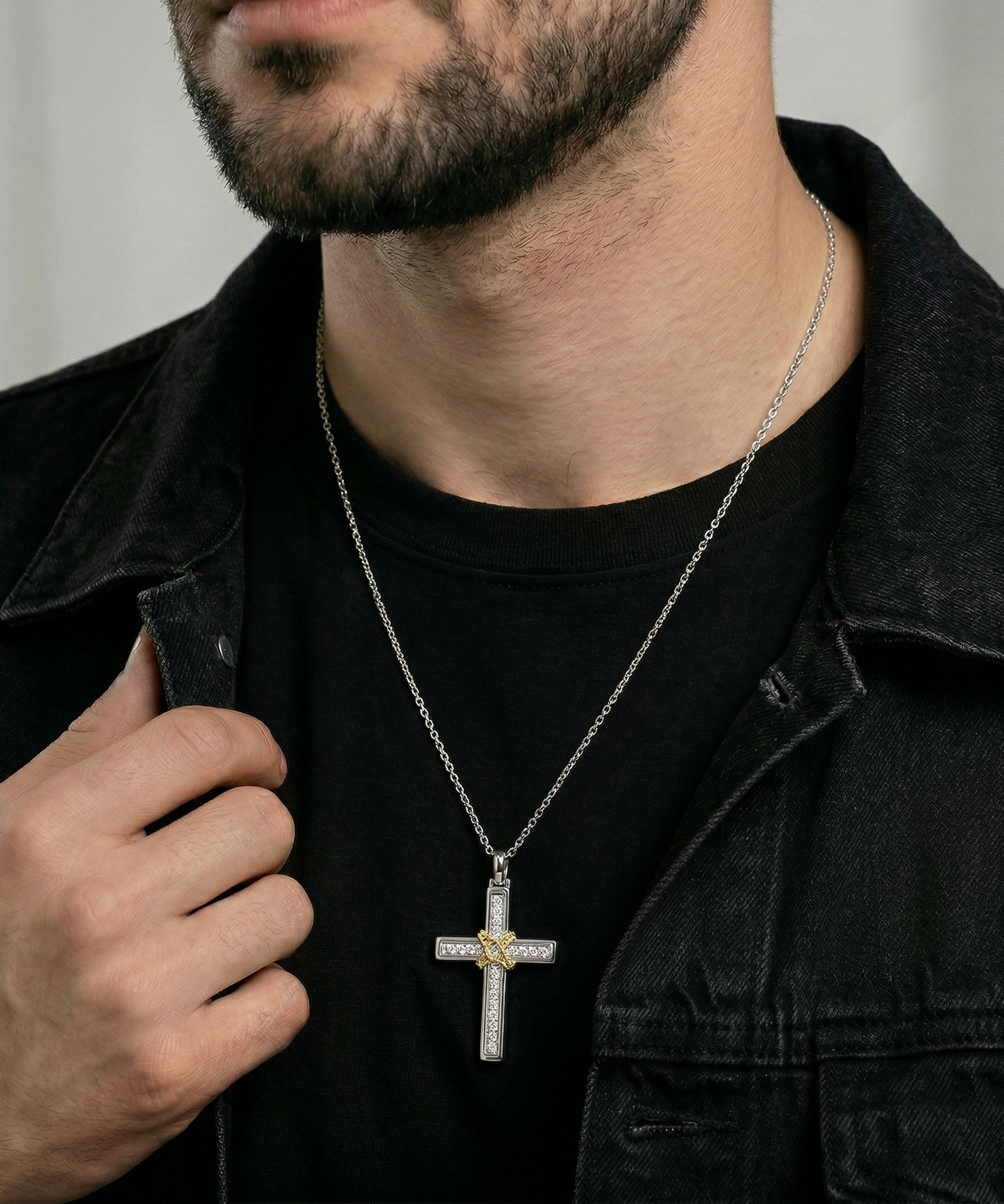 Link N Lock® Silver Lab-grown Diamond Cross Pendant