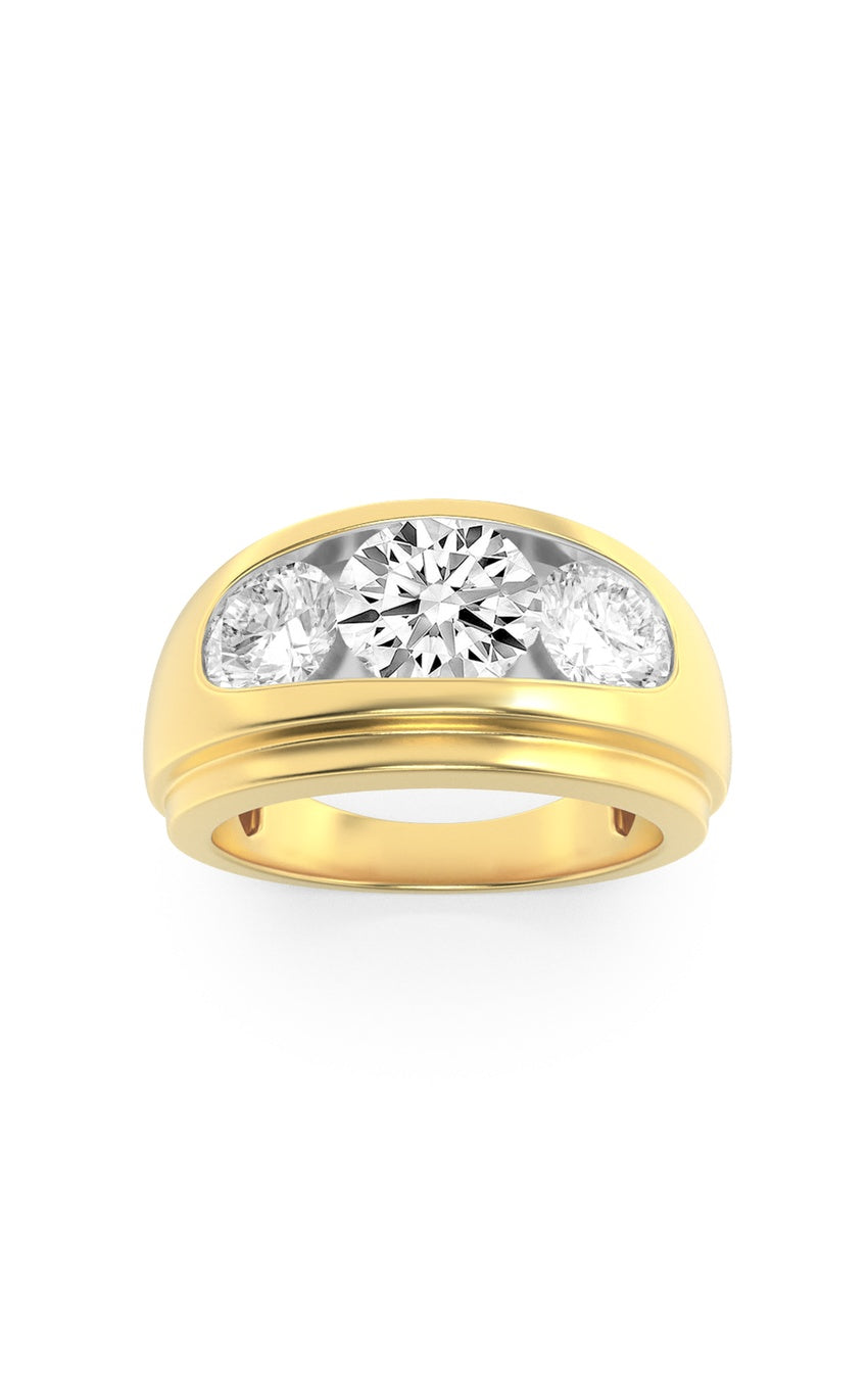 3Cttw Round Shaped Lab Grown Diamond (G/VS) Mens Ring in 14K Gold