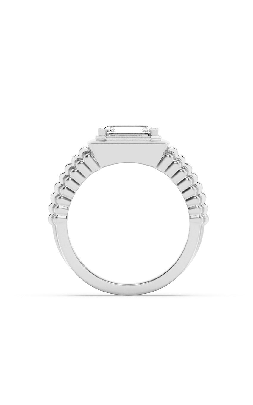 2.5Cttw Emerald Shaped Lab Grown Diamond (F/VS) Mens Ring in 14K Gold