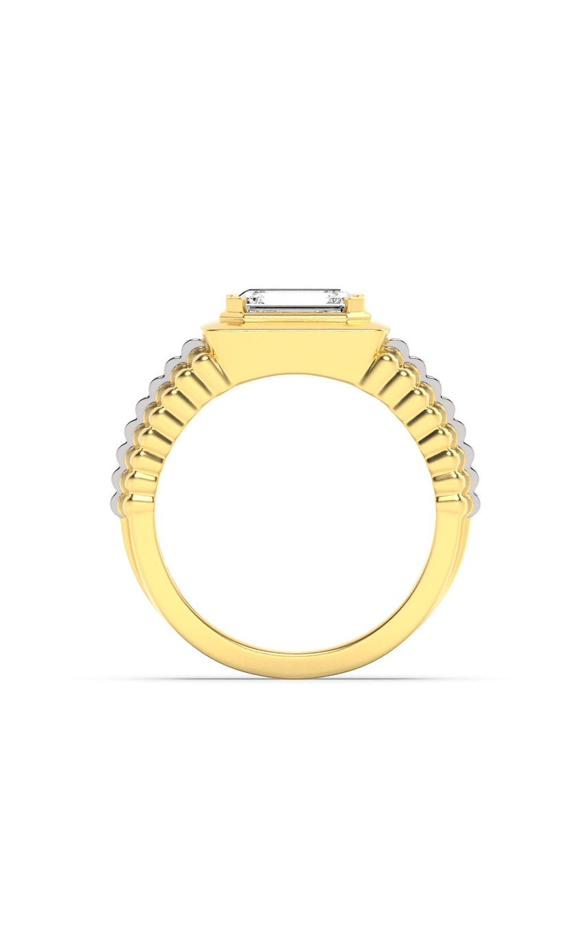 2.5Cttw Emerald Shaped Lab Grown Diamond (F/VS) Mens Ring in 14K Gold