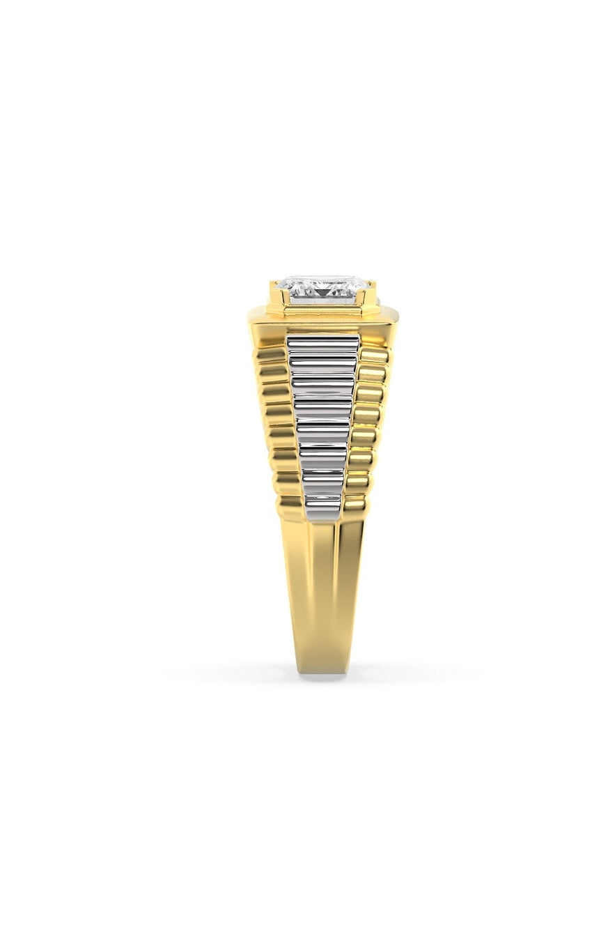 2.5Cttw Emerald Shaped Lab Grown Diamond (F/VS) Mens Ring in 14K Gold