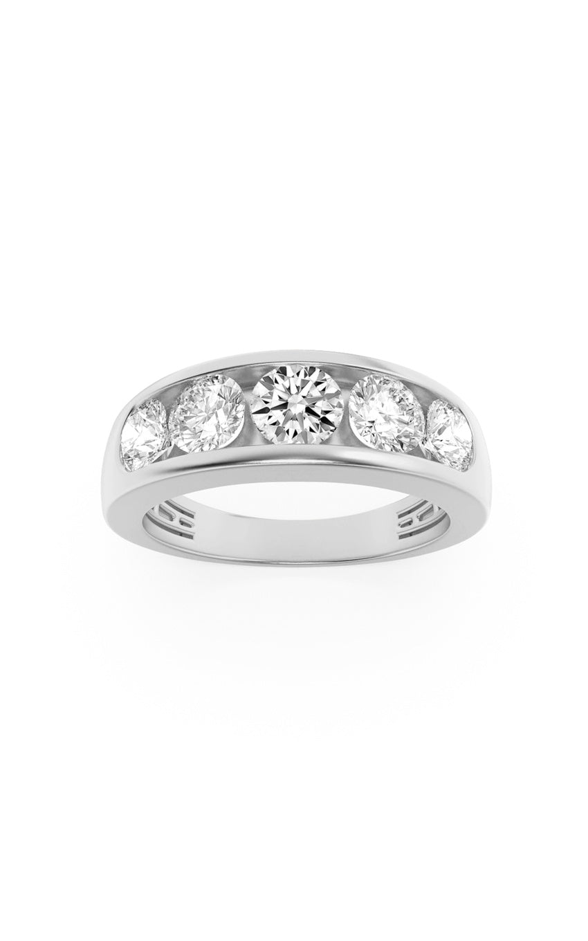 2Cttw Round Shaped Lab Grown Diamond (F/VS) Mens Ring in 14K Gold