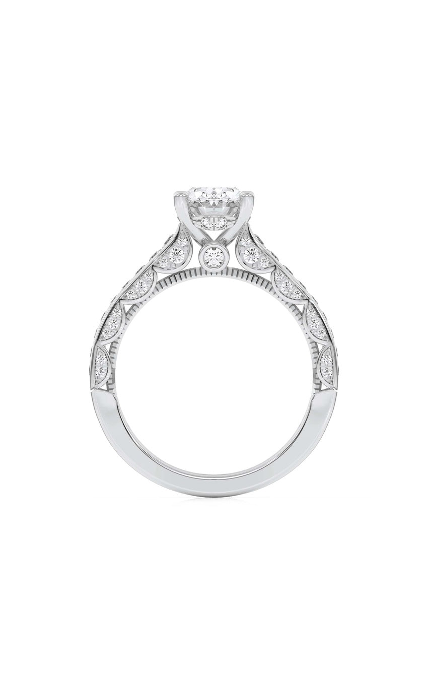 2Cttw Oval Shaped Lab Grown Diamond (F/VS) Accented Engagement Ring in 14K Gold