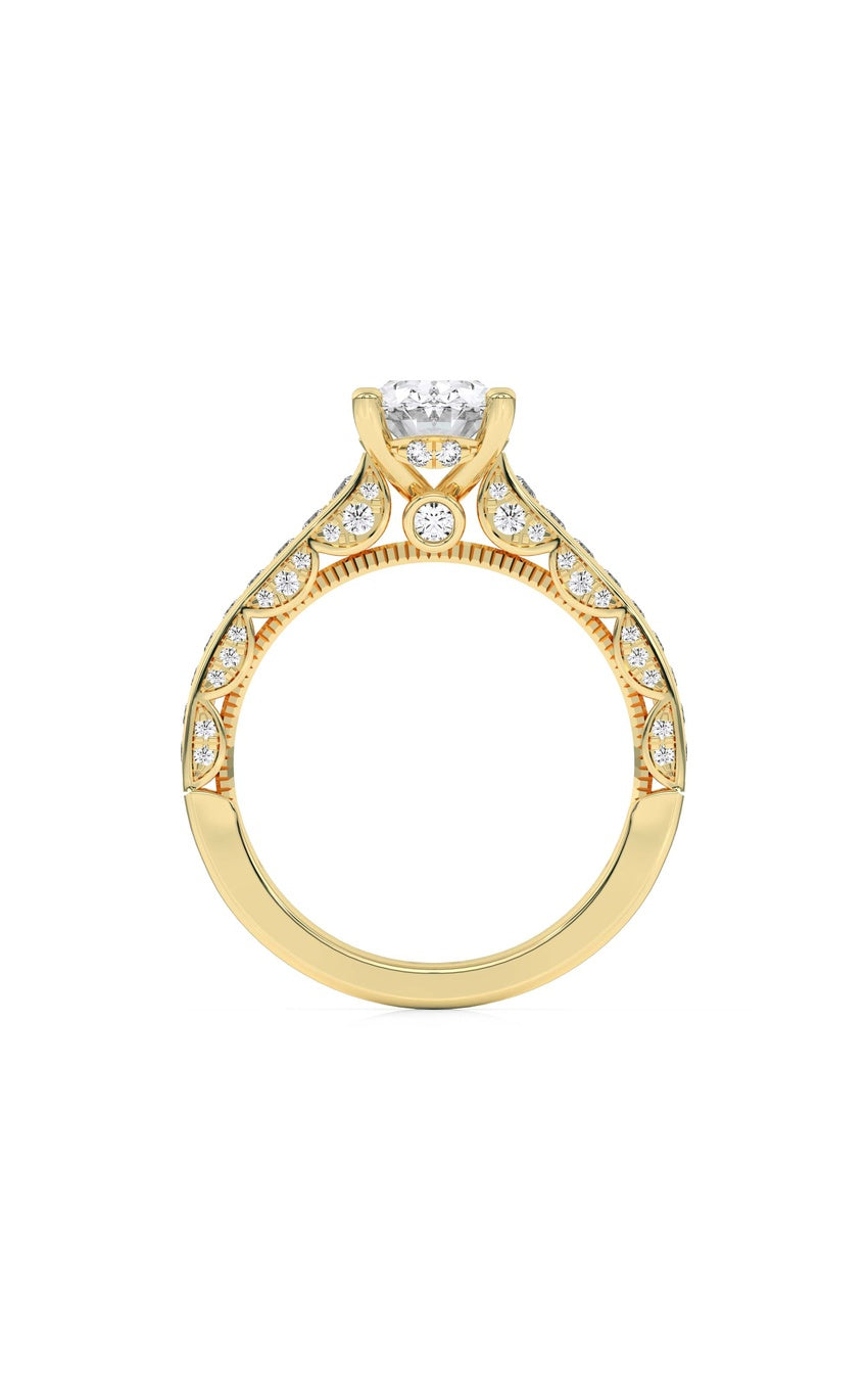 2Cttw Oval Shaped Lab Grown Diamond (F/VS) Accented Engagement Ring in 14K Gold