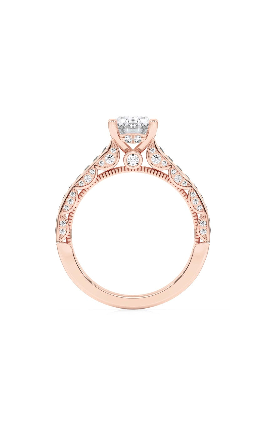 2Cttw Oval Shaped Lab Grown Diamond (F/VS) Accented Engagement Ring in 14K Gold