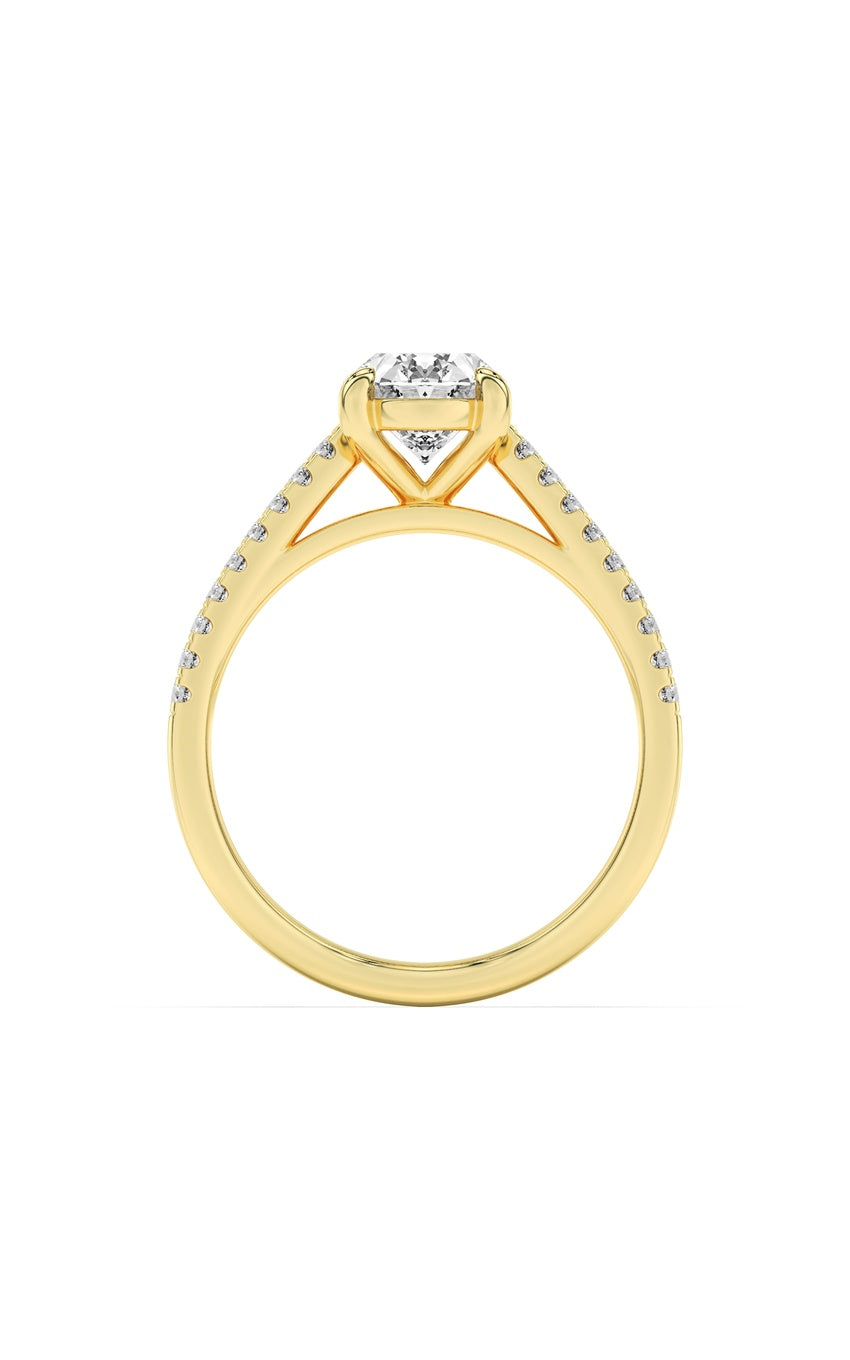 2Cttw Oval Shaped Lab Grown Diamond (F/VS) Cross Shank Accented Engagement Ring in 14K Gold