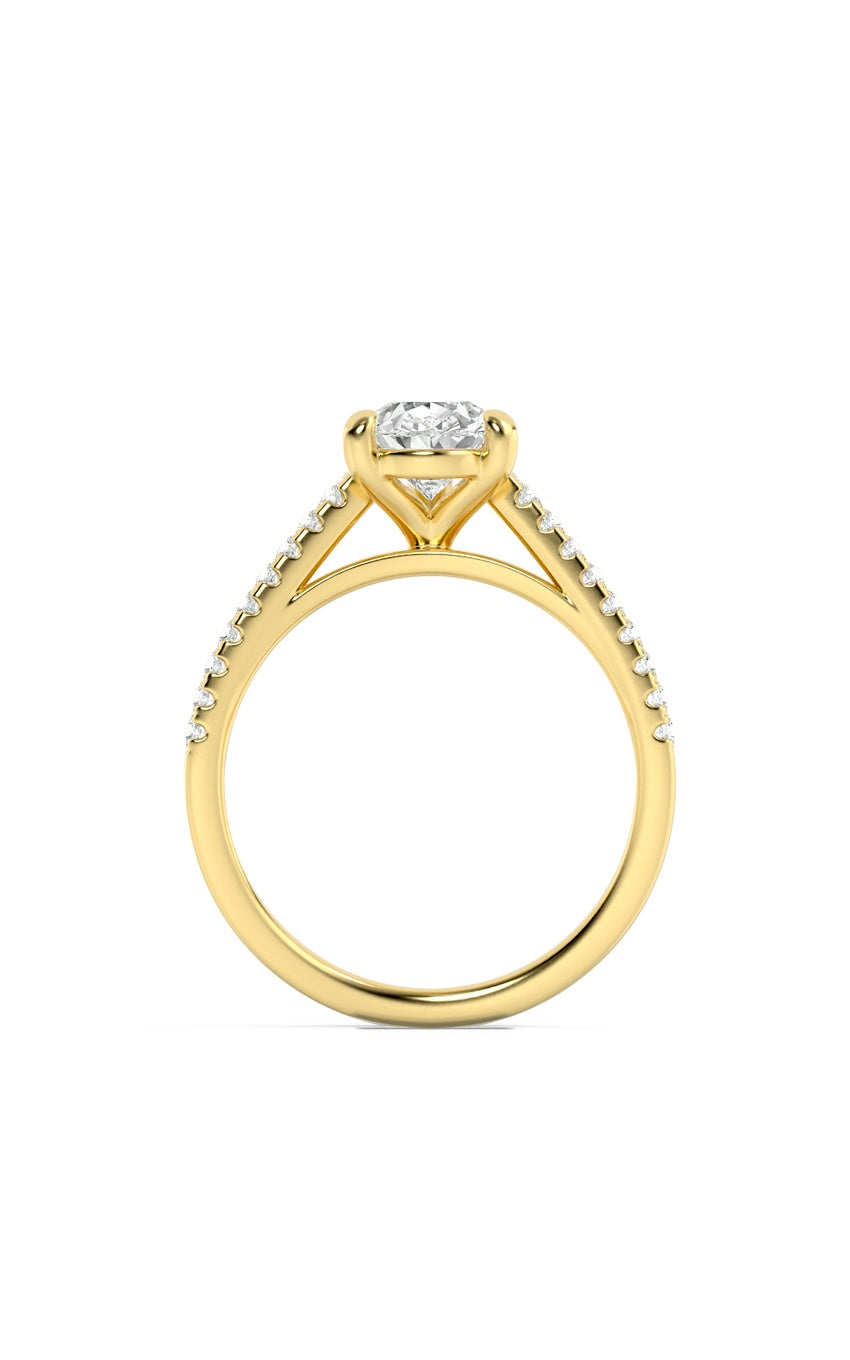 2Cttw Pear Shaped Lab Grown Diamond (F/VS) Cross Shank Accented Engagement Ring in 14K Gold