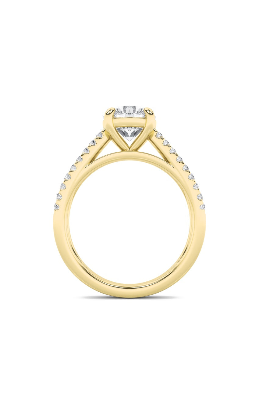 2Cttw Round Shaped Lab Grown Diamond (F/VS) CrossShank Accented Engagement Ring in 14K Gold