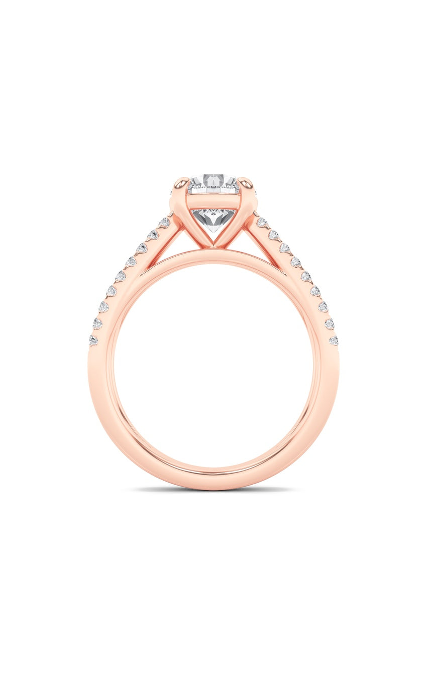 2Cttw Round Shaped Lab Grown Diamond (F/VS) CrossShank Accented Engagement Ring in 14K Gold