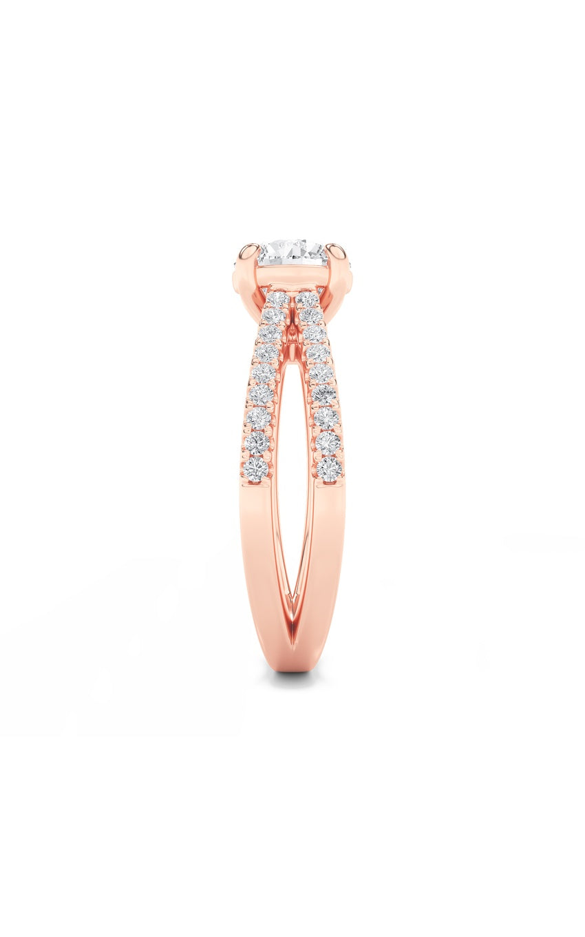 2Cttw Round Shaped Lab Grown Diamond (F/VS) CrossShank Accented Engagement Ring in 14K Gold